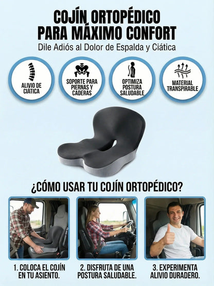 Cojín de Asiento Ortopédico de Espuma Viscoelástica